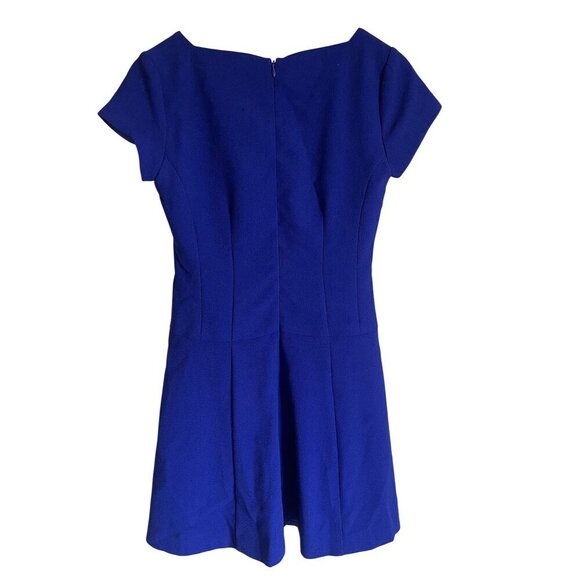 Nanette Lepore Size 2 Square Neck Cobalt Blue Short Sleeve Dress Lined Career - Picture 2 of 8
